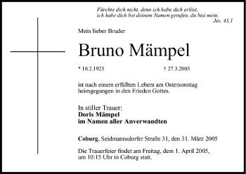 Anzeige von Bruno Mämpel von MGO
