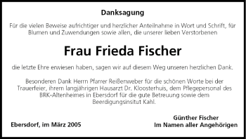 Anzeige von Frieda Fischer von MGO