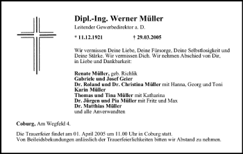 Anzeige von Werner Müller von MGO
