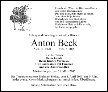 Anzeige von Anton Beck von MGO