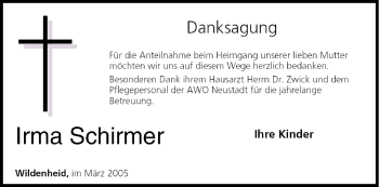 Anzeige von Irma Schirmer von MGO