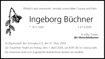 Anzeige von Ingeborg Büchner von MGO