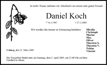 Anzeige von Daniel Koch von MGO