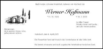 Anzeige von Werner Hofmann von MGO