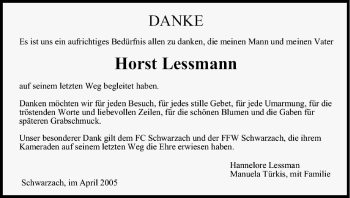 Anzeige von Horst Lessmann von MGO