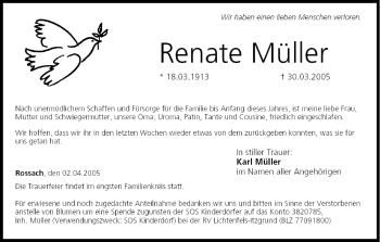 Anzeige von Renate Müller von MGO