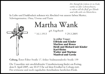 Anzeige von Martha Wank von MGO