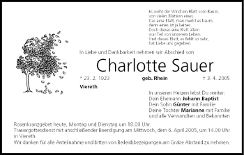 Anzeige von Charlotte Sauer von MGO