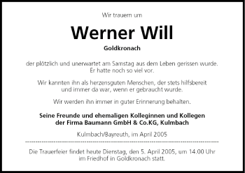 Anzeige von Werner Will von MGO