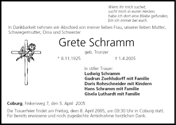 Anzeige von Grete Schramm von MGO