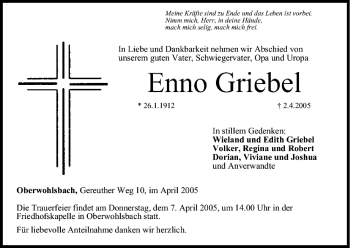 Anzeige von Enno Griebel von MGO