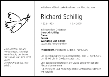 Anzeige von Richard Schillig von MGO
