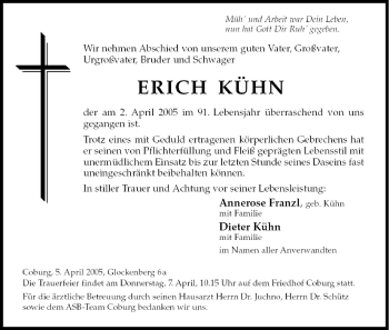 Anzeige von Erich Kühn von MGO