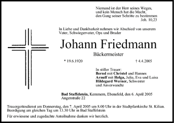 Anzeige von Johann Friedmann von MGO