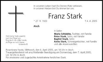 Anzeige von Franz Stark von MGO