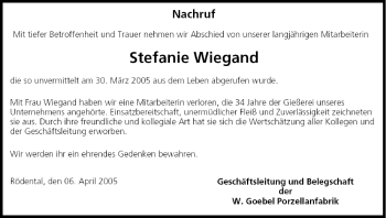 Anzeige von Stefanie Wiegand von MGO