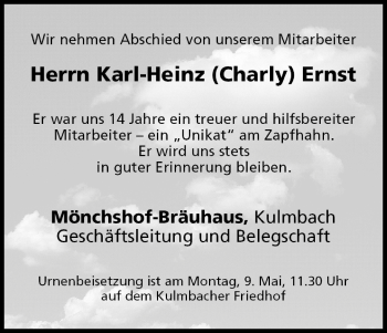 Anzeige von Karl-Heinz Ernst von MGO