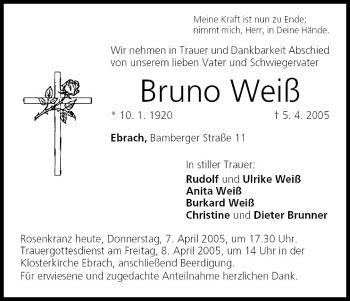 Anzeige von Bruno Weiß von MGO