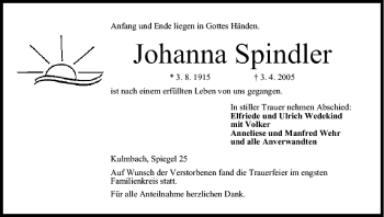 Anzeige von Johanna Spindler von MGO