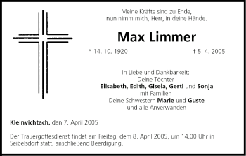 Anzeige von Max Limmer von MGO