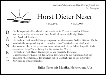 Anzeige von Horst Dieter Neser von MGO