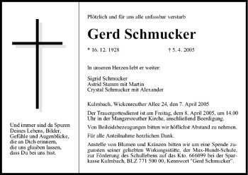 Anzeige von Gerd Schmucker von MGO