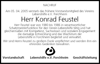 Anzeige von Konrad Feustel von MGO