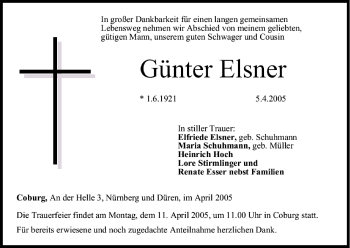 Anzeige von Günter Elsner von MGO