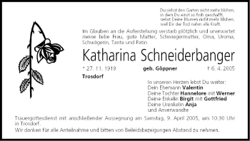Anzeige von Katharina Schneiderbanger von MGO