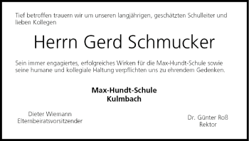Anzeige von Gerd Schmucker von MGO