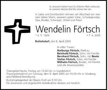 Anzeige von Wendelin Förtsch von MGO