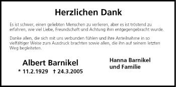 Anzeige von Albert Barnikel von MGO