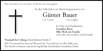 Anzeige von Günter Bauer von MGO