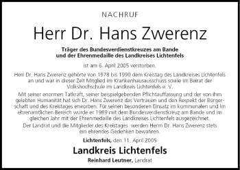 Anzeige von Hans Zwerenz von MGO