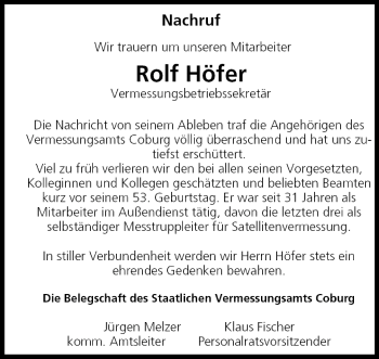 Anzeige von Rolf Höfer von MGO