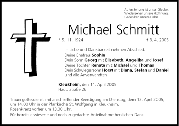 Anzeige von Michael Schmitt von MGO