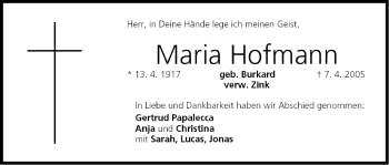 Anzeige von Maria Hofmann von MGO