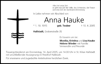 Anzeige von Anna Hauke von MGO