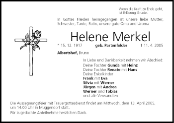 Anzeige von Helene Merkel von MGO