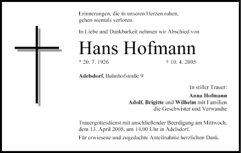 Anzeige von Hans Hofmann von MGO