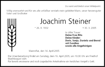 Anzeige von Joachim Steiner von MGO