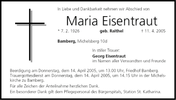 Anzeige von Maria Eisentraut von MGO