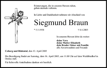 Anzeige von Siegmund Braun von MGO