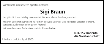 Anzeige von Sigi Braun von MGO
