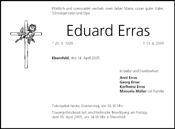 Anzeige von Eduard Erras von MGO