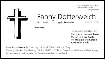 Anzeige von Fanny Dotterweich von MGO