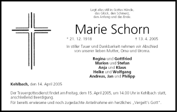 Anzeige von Marie Schorn von MGO