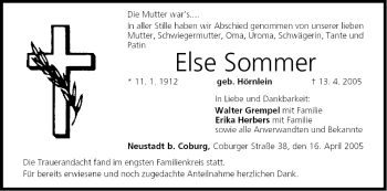 Anzeige von Else Sommer von MGO