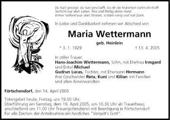 Anzeige von Maria Wettermann von MGO
