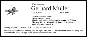 Anzeige von Gerhard Müller von MGO